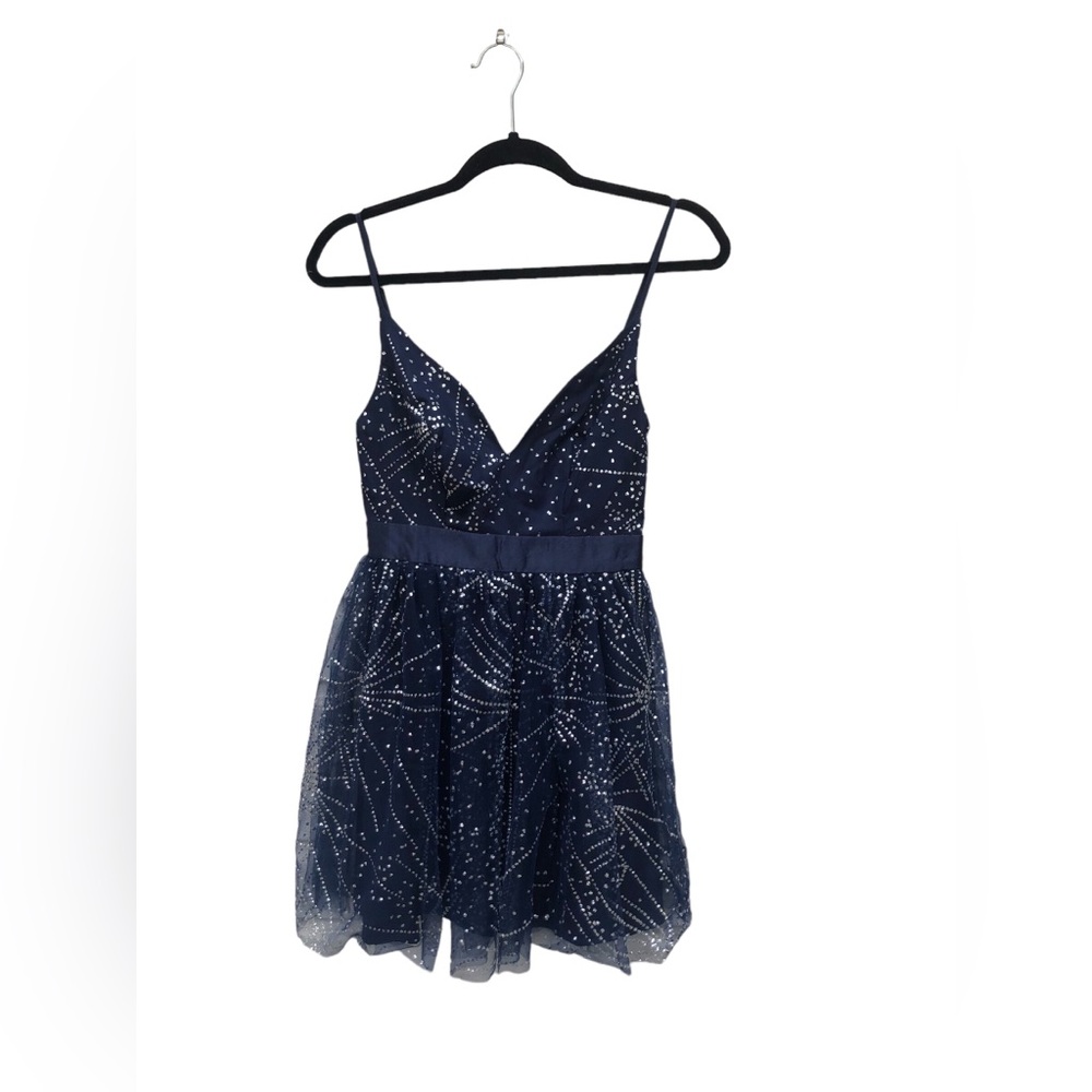 Windsor Navy Blue Silver Fireworks Dress size Small - Picture 2 of 10